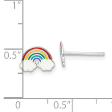 Load image into Gallery viewer, Sterling Silver RH-plated Enamel Kids Rainbow Post Earrings
