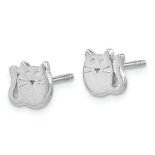 Load image into Gallery viewer, Sterling Silver Rh-plated Polished Cat Post Earrings
