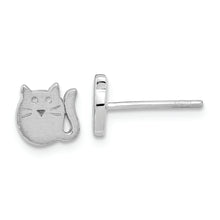 Load image into Gallery viewer, Sterling Silver Rh-plated Polished Cat Post Earrings
