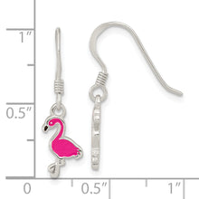 Load image into Gallery viewer, Sterling Silver Hot Pink Enamel Flamingo Dangle Earrings
