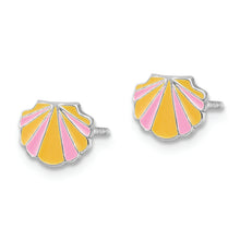 Load image into Gallery viewer, Sterling Silver RH-plated Enamel Kids Shell Post Earrings
