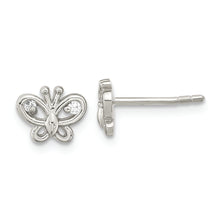 Load image into Gallery viewer, Sterling Silver CZ Butterfly Post Earrings
