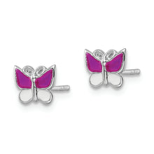 Load image into Gallery viewer, Sterling Silver RH-plated Enamel Kids Butterfly Post Earrings
