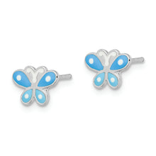 Load image into Gallery viewer, Sterling Silver Rhodium-plated Enameled Butterfly Post Earrings
