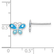 Load image into Gallery viewer, Sterling Silver Rhodium-plated Enameled Butterfly Post Earrings
