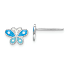 Load image into Gallery viewer, Sterling Silver Rhodium-plated Enameled Butterfly Post Earrings
