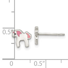 Load image into Gallery viewer, Sterling Silver Pink Enamel  Unicorn Post Earrings
