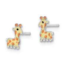 Load image into Gallery viewer, Sterling Silver Rhodium-plated Enameled Giraffe Post Earrings
