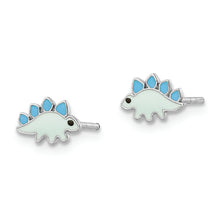 Load image into Gallery viewer, Sterling Silver Rhodium-plated Enameled Dinosaur Post Earrings

