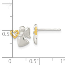 Load image into Gallery viewer, Sterling Silver Angel Gold Tone Heart Polished Post Earrings
