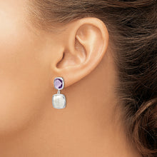Load image into Gallery viewer, Sterling Silver Rhod-plated 7.36Amethyst/MOP Post Dangle Earrings
