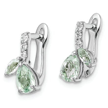 Load image into Gallery viewer, SS RH-plated 1.85t.w. Green Quartz/White Topaz Hinged Earrings
