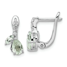 Load image into Gallery viewer, SS RH-plated 1.85t.w. Green Quartz/White Topaz Hinged Earrings
