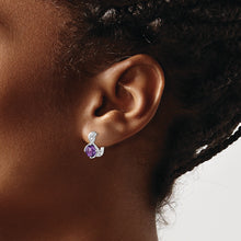 Load image into Gallery viewer, SS Rhod-plated 1.48tw Amethyst/White Topaz Hinged Earrings
