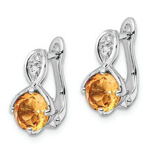 Load image into Gallery viewer, Sterling Silver RH-plated 1.48t.w. Citrine/Wt Topaz Hinged Earrings
