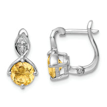 Load image into Gallery viewer, Sterling Silver RH-plated 1.48t.w. Citrine/Wt Topaz Hinged Earrings
