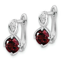 Load image into Gallery viewer, SS RH-plated 2.08t.w. Garnet/White Topaz Hinged Earrings

