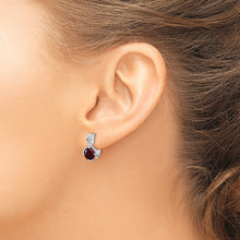 Load image into Gallery viewer, SS RH-plated 2.08t.w. Garnet/White Topaz Hinged Earrings
