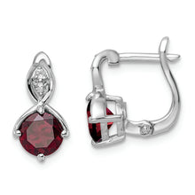 Load image into Gallery viewer, SS RH-plated 2.08t.w. Garnet/White Topaz Hinged Earrings
