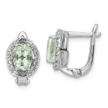 Load image into Gallery viewer, SS RH-plated 1.74t.w. Green Quartz/WT Oval Hinged Earrings
