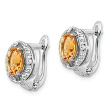 Load image into Gallery viewer, SS RH-plated 2.02t.w. Citrine/White Topaz Oval Hinged Earrings
