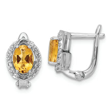Load image into Gallery viewer, SS RH-plated 2.02t.w. Citrine/White Topaz Oval Hinged Earrings
