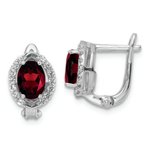Load image into Gallery viewer, SS RH-plated 2.32t.w. Garnet/White Topaz Oval Hinged Earrings
