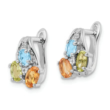 Load image into Gallery viewer, Sterling Silver RH-plated 1.50t.w. PE/CI/LSBT/WT Hinged Earrings
