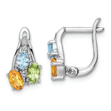 Load image into Gallery viewer, Sterling Silver RH-plated 1.50t.w. PE/CI/LSBT/WT Hinged Earrings
