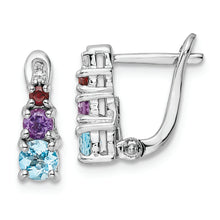 Load image into Gallery viewer, Sterling Silver RH-plated .93t.w. LSBT/AM/GA/WT Hinged Earrings
