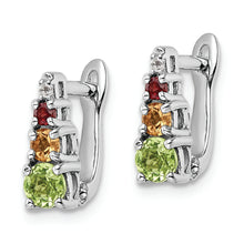 Load image into Gallery viewer, Sterling Silver RH-plated .85t.w. PE/CI/GA/WT Hinged Earrings
