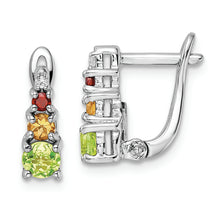 Load image into Gallery viewer, Sterling Silver RH-plated .85t.w. PE/CI/GA/WT Hinged Earrings
