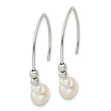 Load image into Gallery viewer, Sterling Silver Polished Glass Pearl Dangle Earrings
