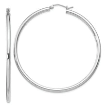Load image into Gallery viewer, Sterling Silver Rhodium-plated 2.5mm Round Hoop Earrings
