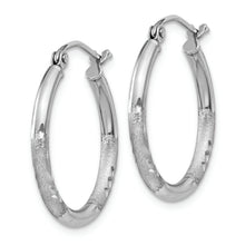 Load image into Gallery viewer, Sterling Silver Rhodium-plated 2mm Polished/Satin Diamond-cut Hoop Earrings
