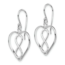 Load image into Gallery viewer, Sterling Silver Open Heart with Infinity Symbol Dangle Earrings
