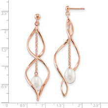 Load image into Gallery viewer, Sterling Silver Rose-tone 7-8mm White Teardrop FWC Pearl Earrings
