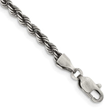 Load image into Gallery viewer, Sterling Silver Ruthenium-plated 3mm Rope Chain
