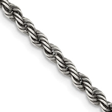 Load image into Gallery viewer, Sterling Silver Ruthenium-plated 3mm Rope Chain
