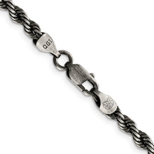 Load image into Gallery viewer, Sterling Silver Ruthenium-plated 4mm Rope Chain
