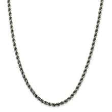 Load image into Gallery viewer, Sterling Silver Ruthenium-plated 4mm Rope Chain
