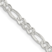 Load image into Gallery viewer, Sterling Silver 4mm Pave Flat Figaro Chain
