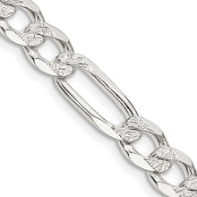 Load image into Gallery viewer, Sterling Silver 7mm Pave Flat Figaro Chain
