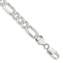 Load image into Gallery viewer, Sterling Silver 8mm Pave Flat Figaro Chain
