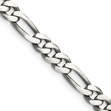 Load image into Gallery viewer, Sterling Silver Antiqued 5.5mm Figaro Chain
