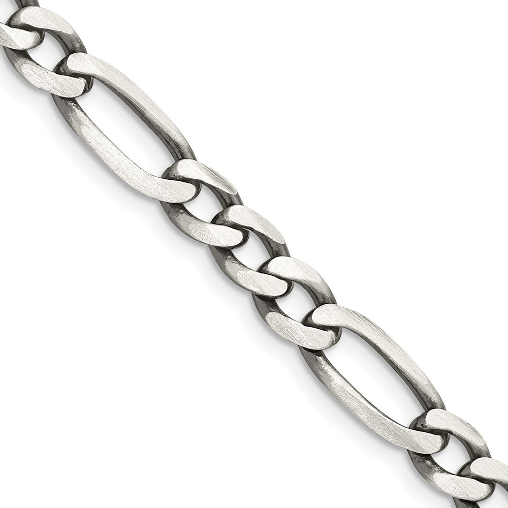 Sterling Silver Antiqued 6.5mm Figaro Chain