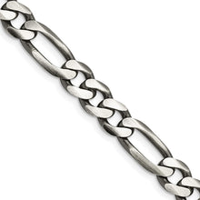 Load image into Gallery viewer, Sterling Silver Antiqued 7.75mm Figaro Chain
