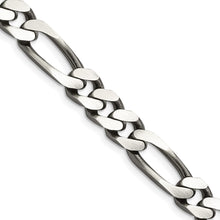 Load image into Gallery viewer, Sterling Silver Antiqued 9mm Figaro Chain
