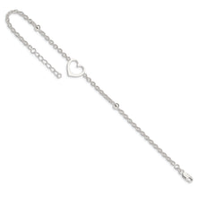 Load image into Gallery viewer, Sterling Silver 9in Plus 1 in ext Heart Anklet
