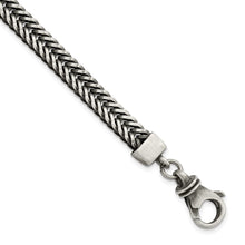 Load image into Gallery viewer, Sterling Silver Brushed Antiqued Wheat Chain Bracelet
